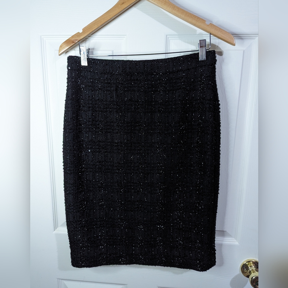 Ann Taylor Black Textured Pencil Skirt